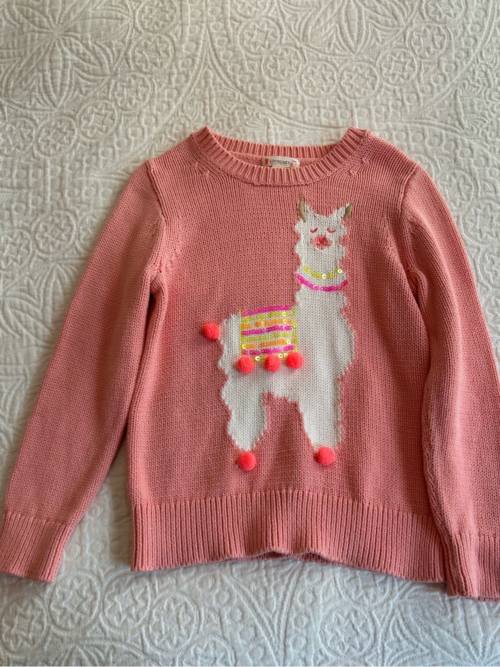 Crewcuts Pink Llama Knit Sweater 100% cotton